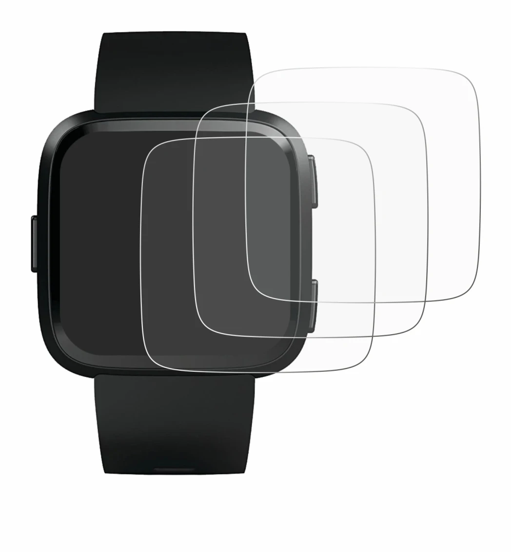 Image de l'appareil Fitbit Versa avec une grande variété de protections d'écran.