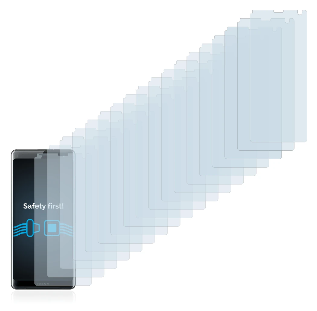 Image de l'appareil Sony Xperia XZ3 avec une grande variété de protections d'écran.