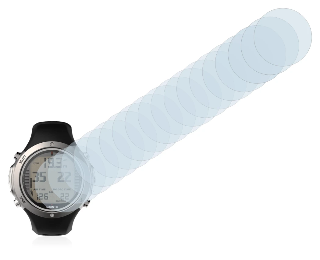 Image de l'appareil Suunto D6I Novo avec une grande variété de protections d'écran.