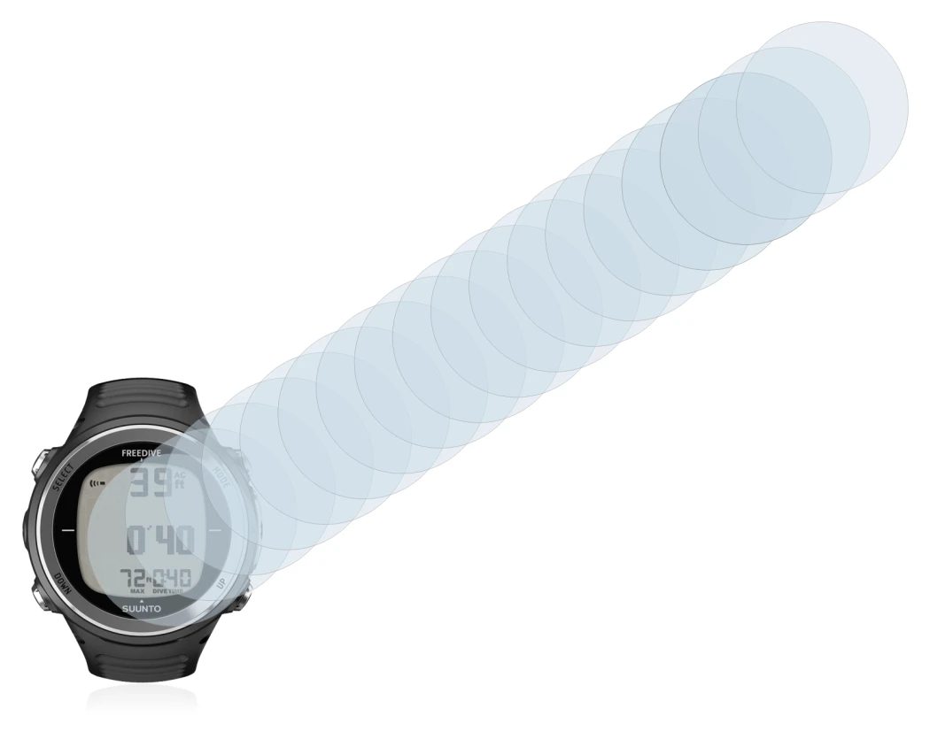 Image de l'appareil Suunto D4F avec une grande variété de protections d'écran.
