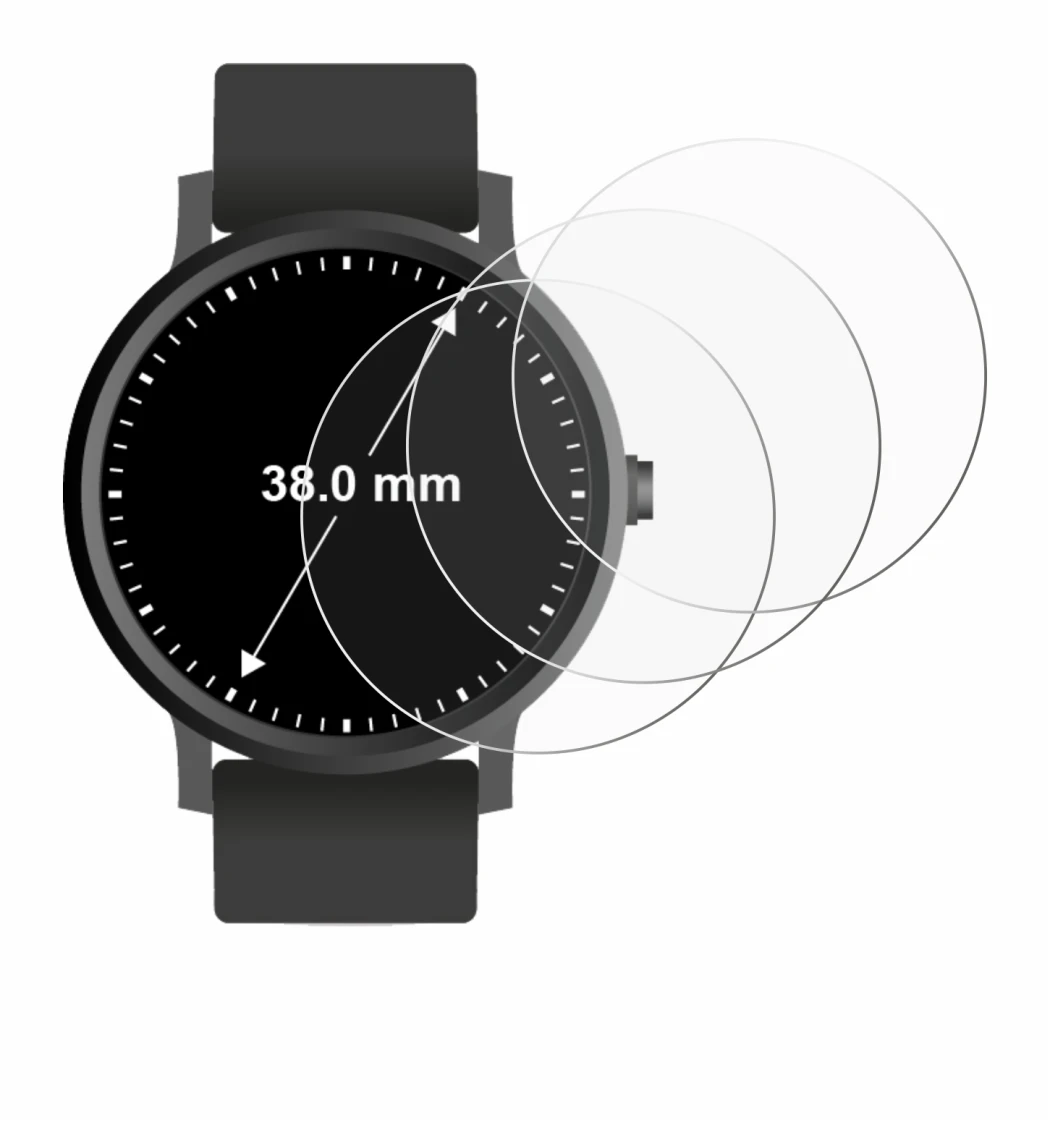 Image de l'appareil Circulaire Displays (ø: 38 mm) avec une grande variété de protections d'écran.