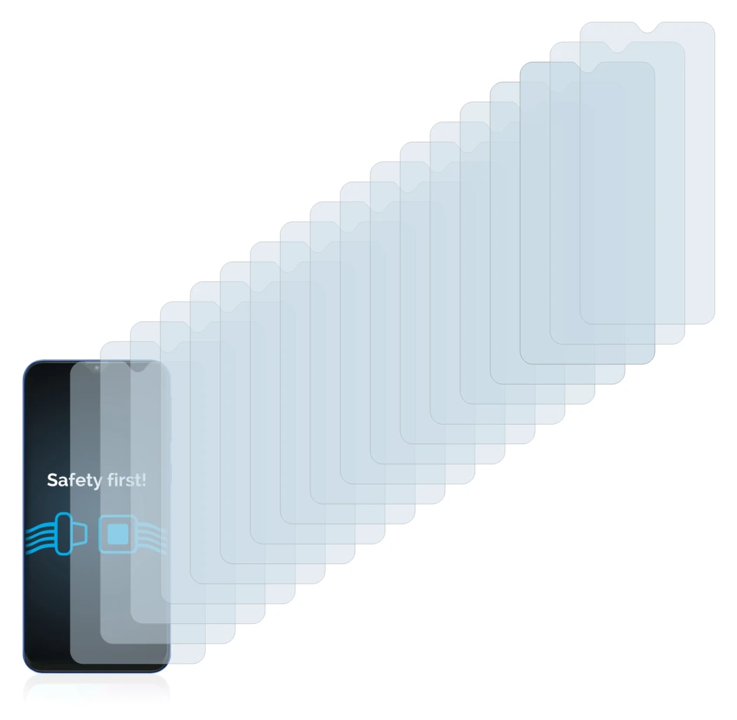 Image de l'appareil Samsung Galaxy M20 avec une grande variété de protections d'écran.