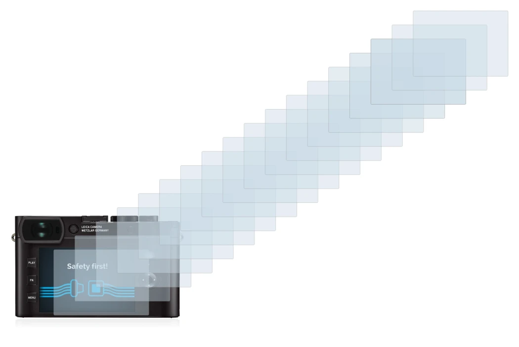 Image de l'appareil Leica Q2 avec une grande variété de protections d'écran.