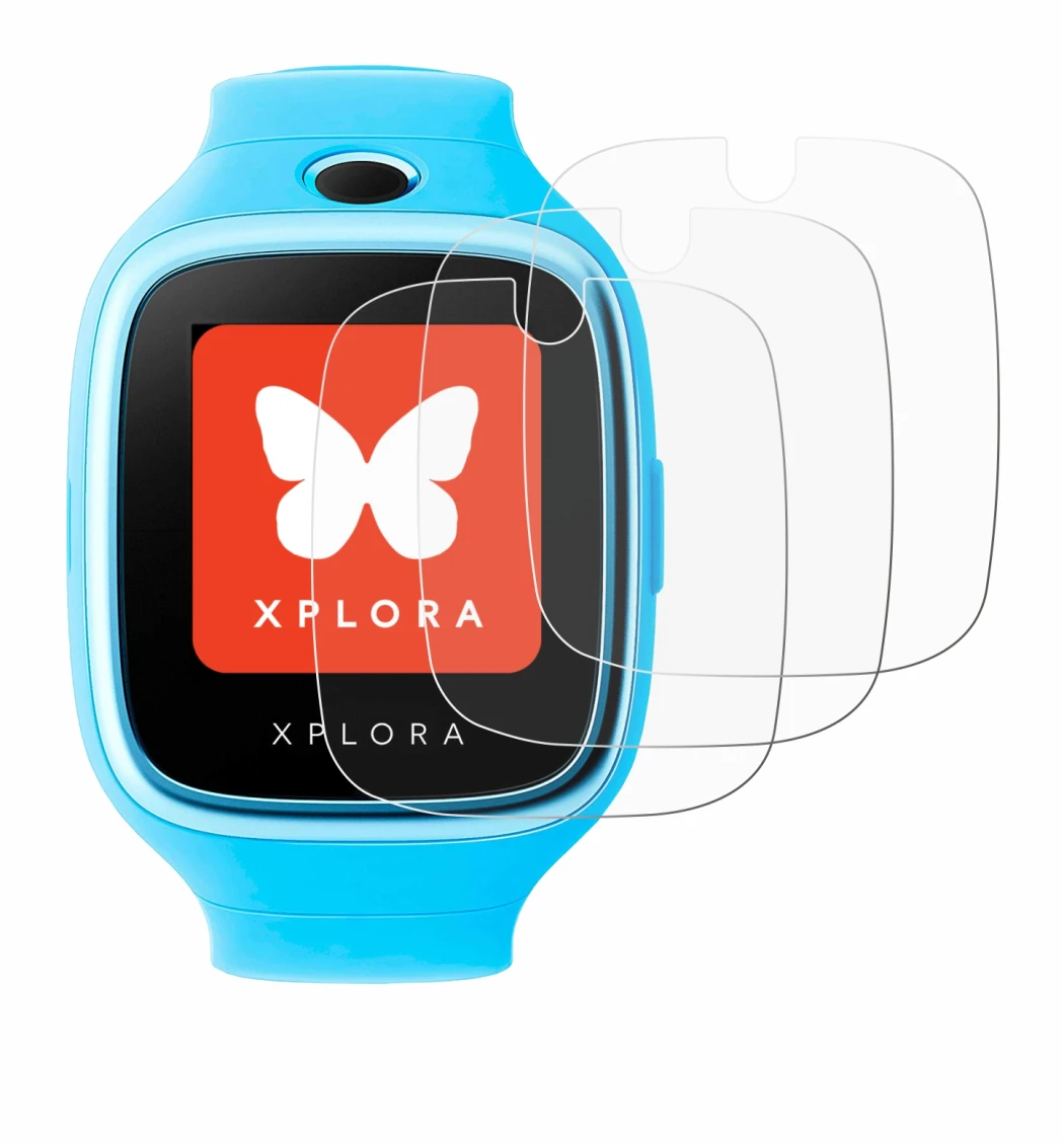 Image de l'appareil Xplora Go avec une grande variété de protections d'écran.