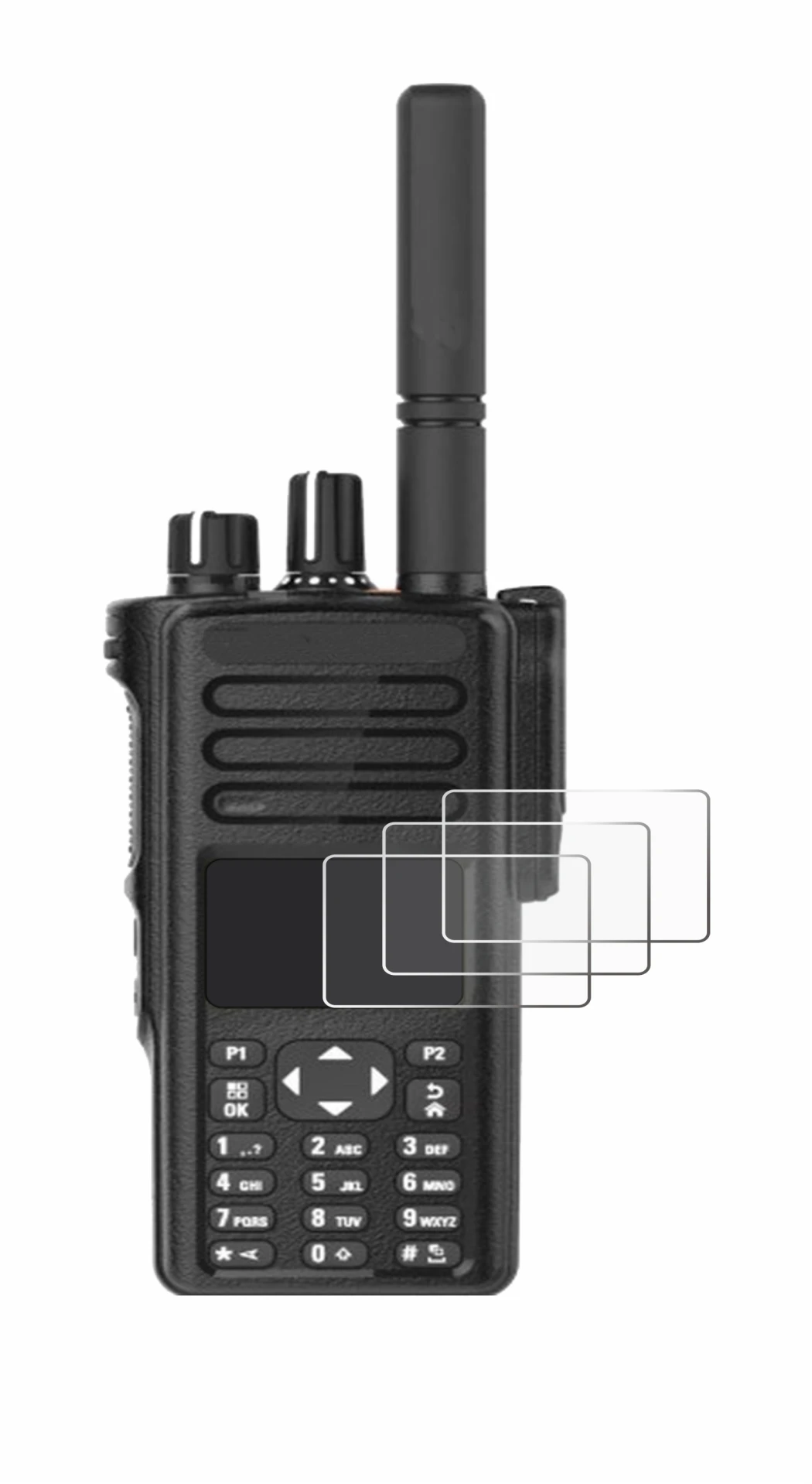 Image de l'appareil Motorola DP4801e avec une grande variété de protections d'écran.