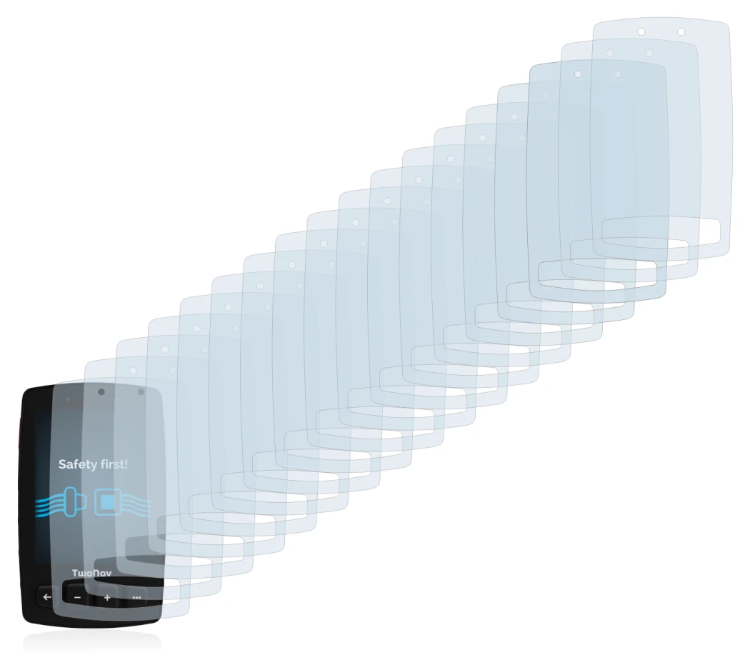 Image de l'appareil TwoNav Trail 2 avec une grande variété de protections d'écran.