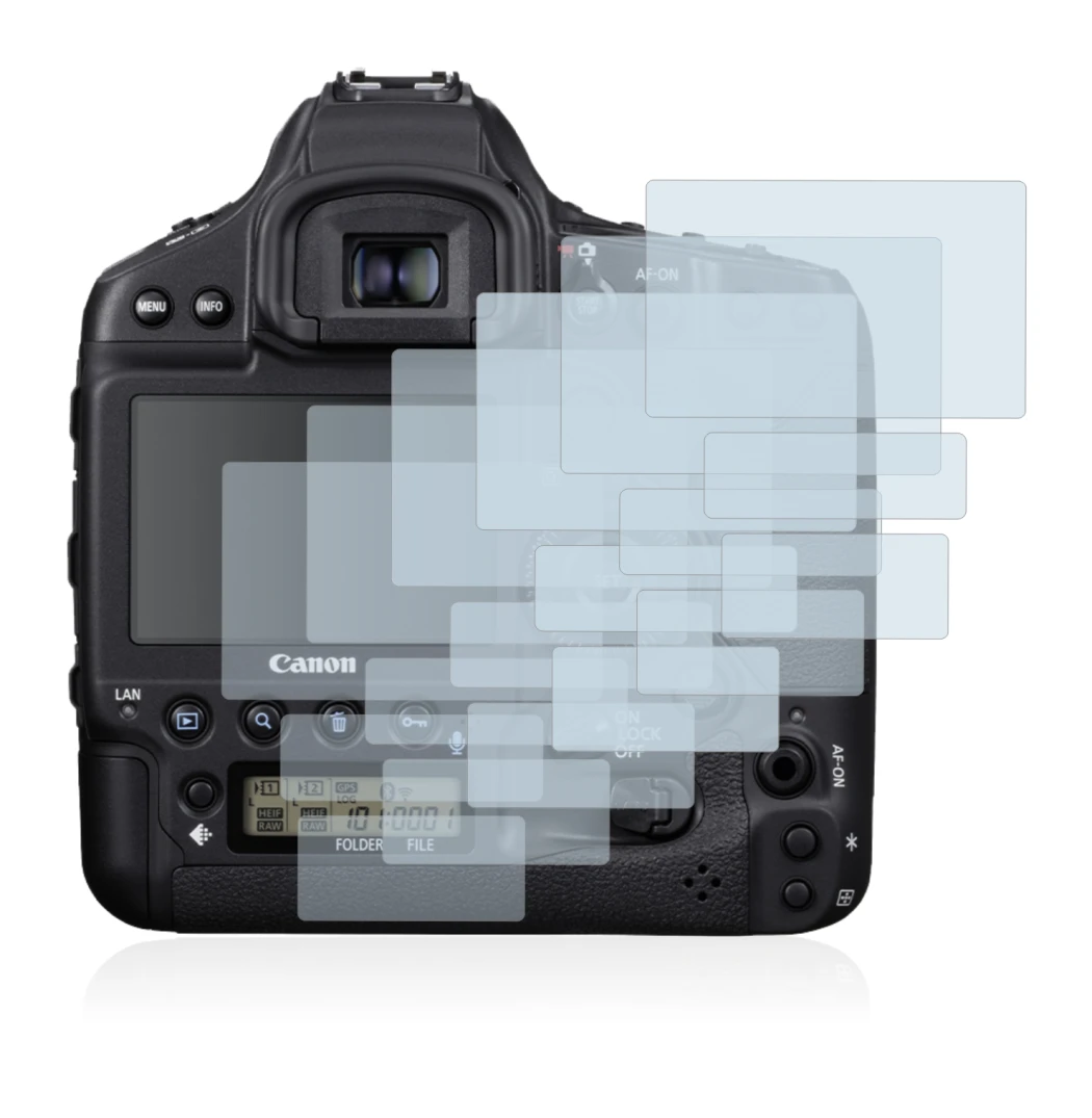 Image de l'appareil Canon EOS 1D X Mark III avec une grande variété de protections d'écran.