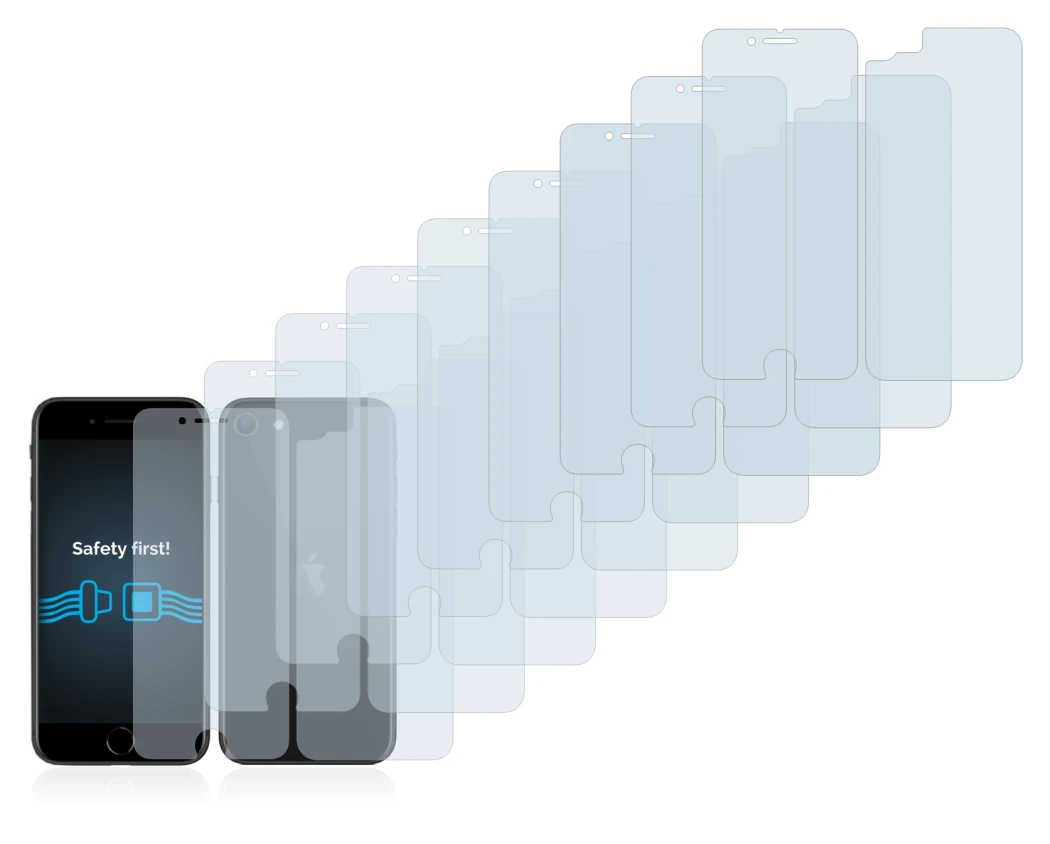 Image de l'appareil Apple iPhone SE 2 2020 (Avant+Arrière) avec une grande variété de protections d'écran.
