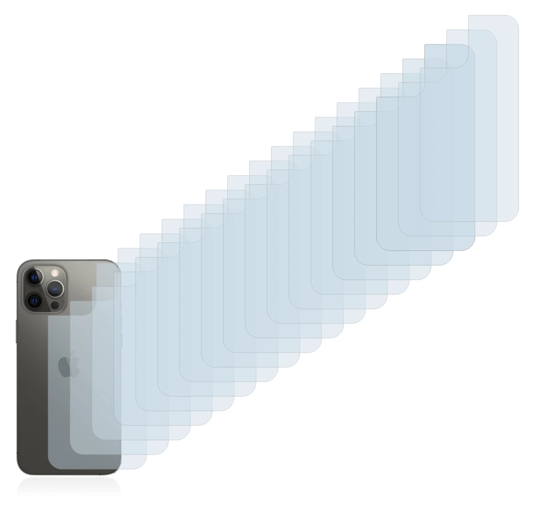 Image de l'appareil Apple iPhone 12 Pro Max (Arrière) avec une grande variété de protections d'écran.
