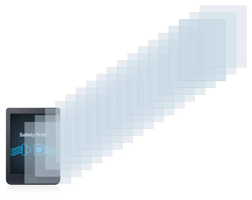 Image de l'appareil Kobo Nia avec une grande variété de protections d'écran.