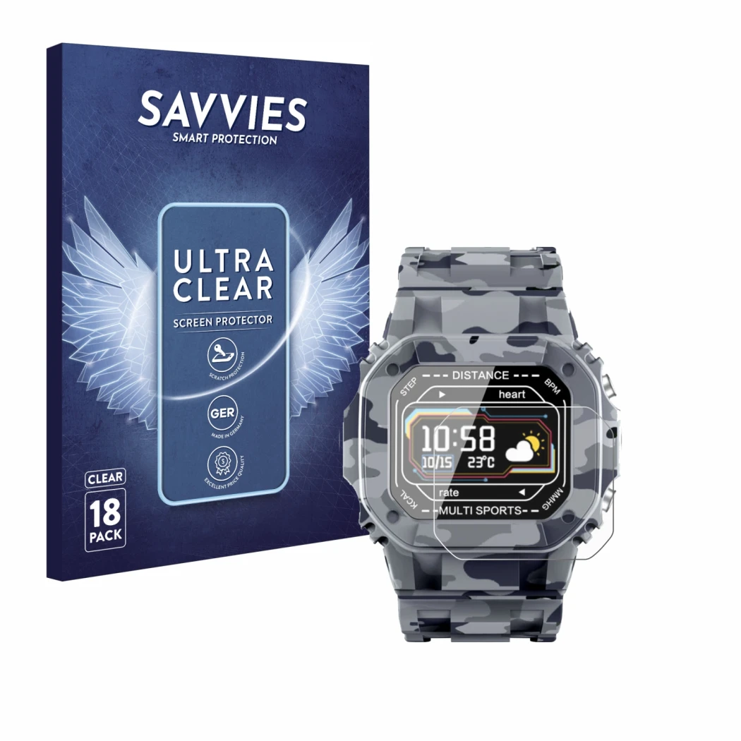 Face avant d’un emballage produit avec le logo de la marque Savvies. À côté, l’appareil JAY-tech SWi2 est représenté avec la p