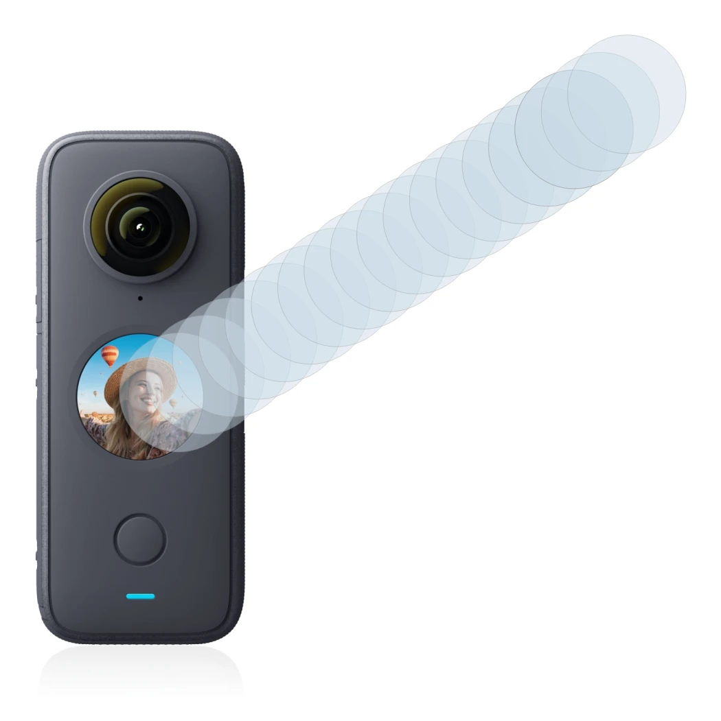 Image de l'appareil Insta360 One X2 avec une grande variété de protections d'écran.