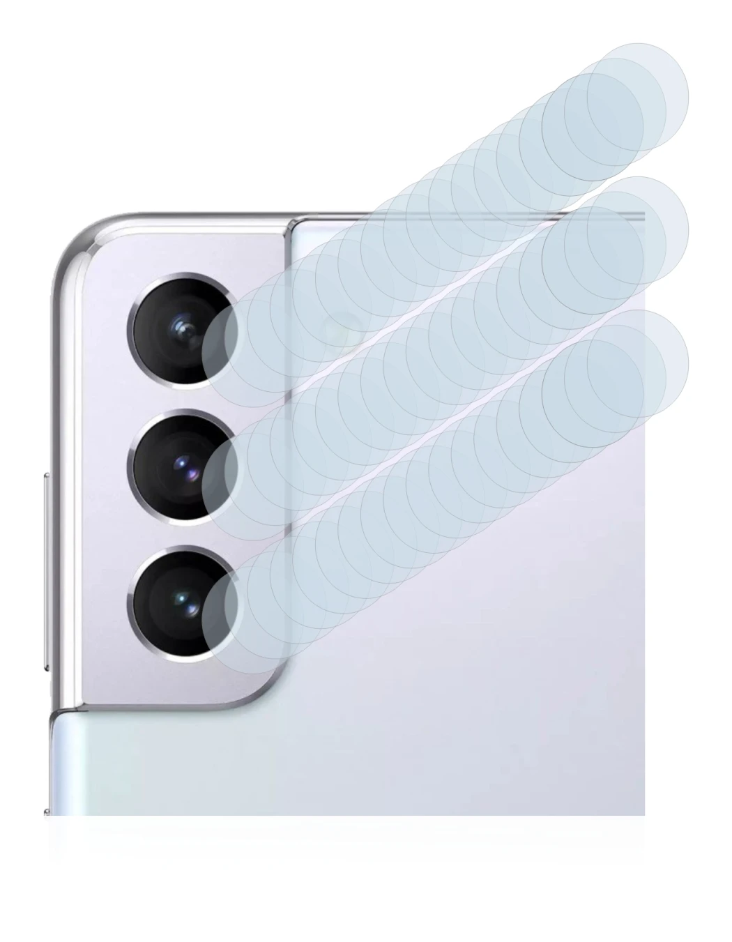 Image de l'appareil Samsung Galaxy S21 (Caméra UNIQUEMENT) avec une grande variété de protections d'écran.