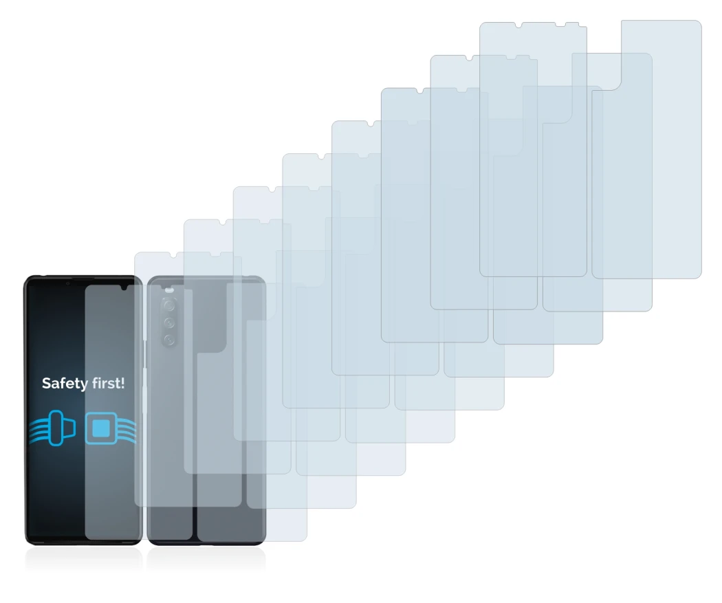 Image de l'appareil Sony Xperia 10 III (Avant+Arrière) avec une grande variété de protections d'écran.