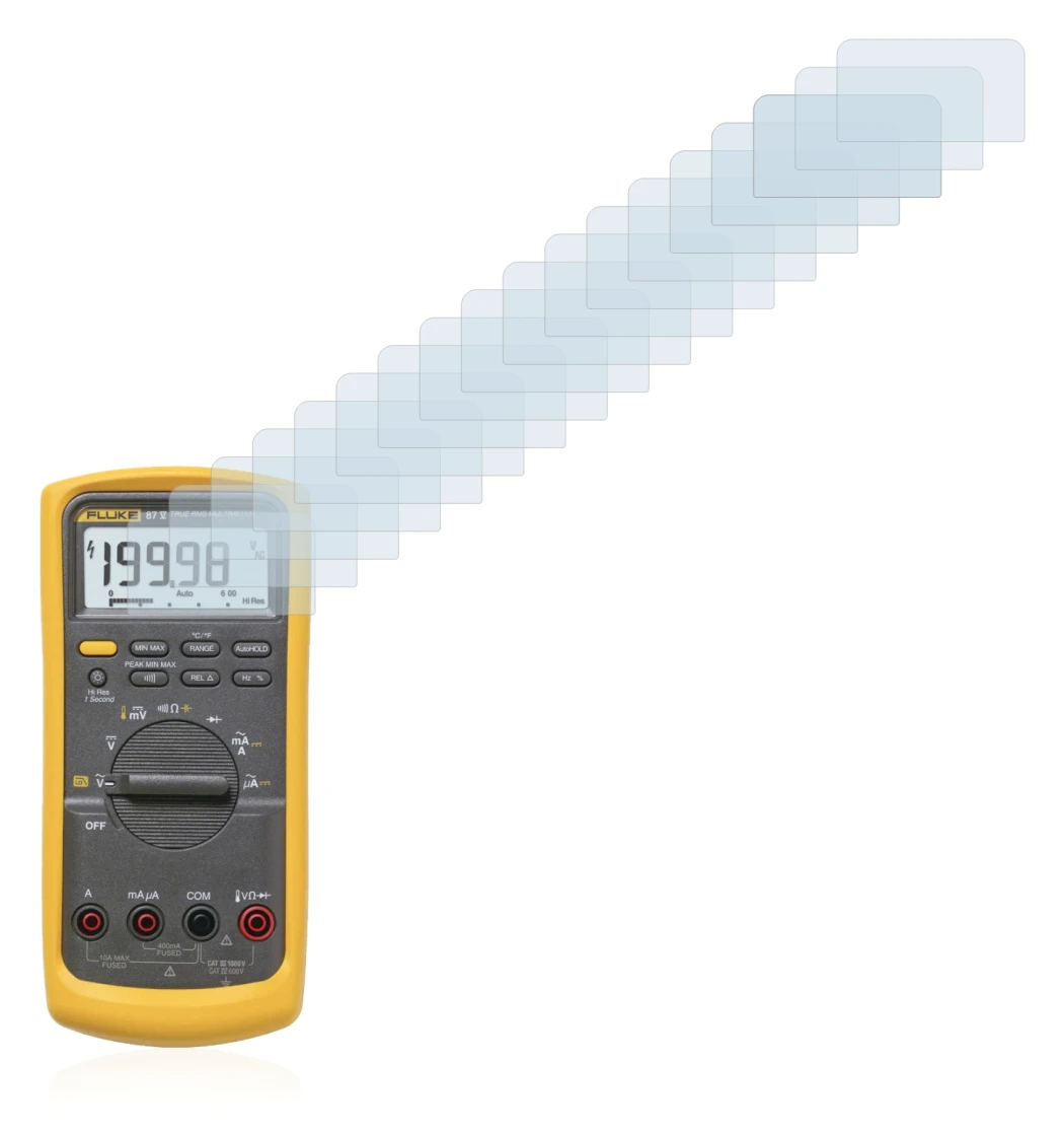 Image de l'appareil Fluke 87v avec une grande variété de protections d'écran.