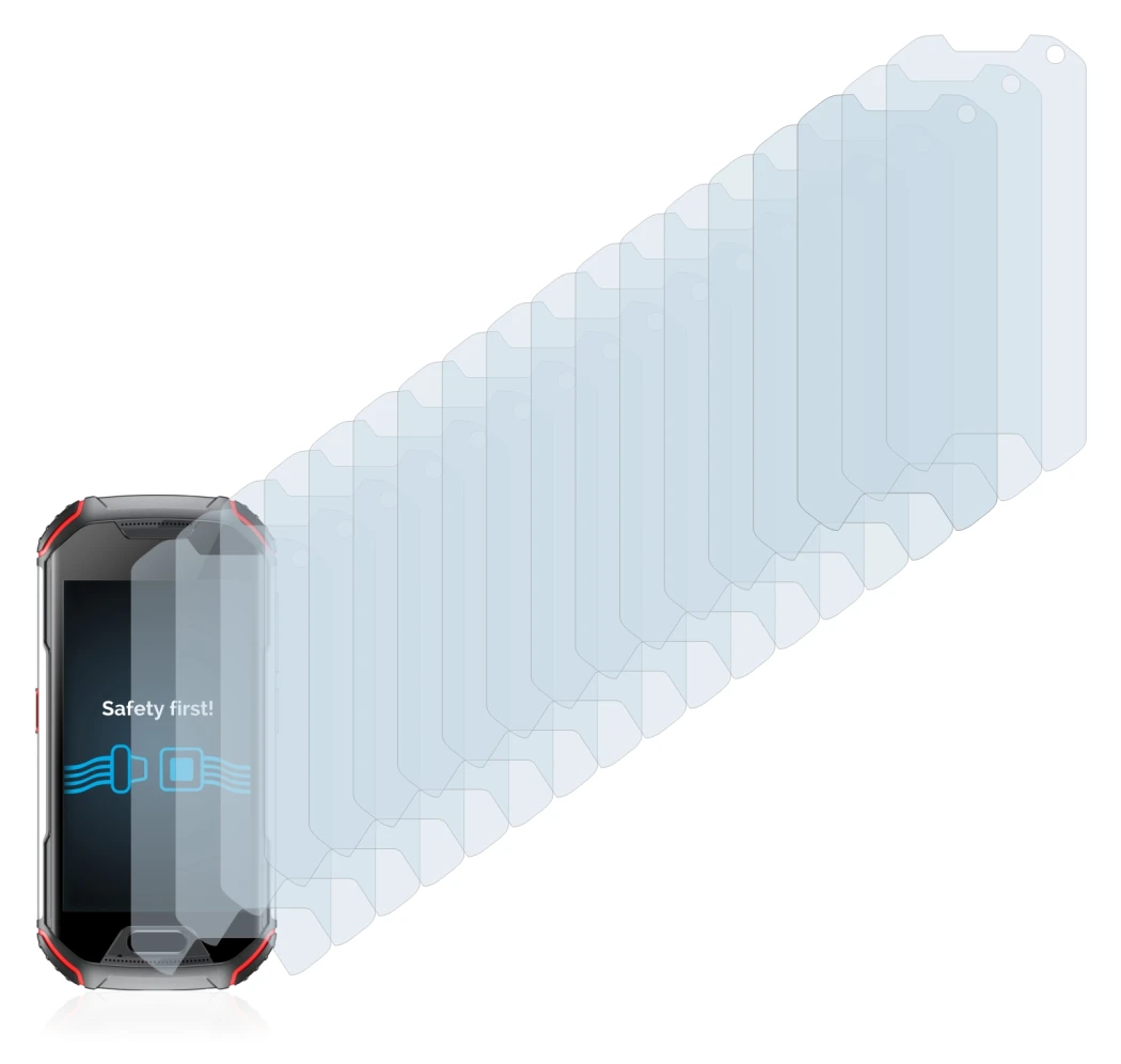 Image de l'appareil Unihertz Atom XL avec une grande variété de protections d'écran.