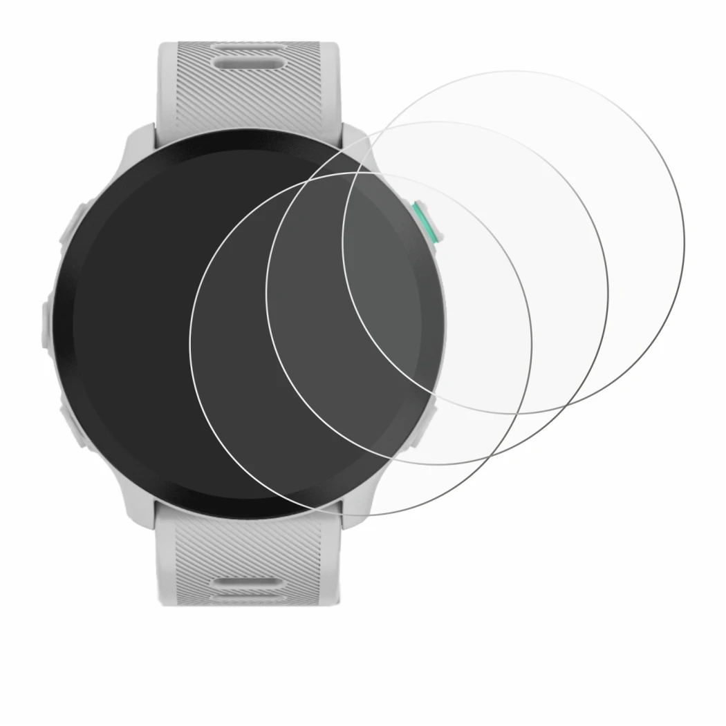Image de l'appareil Garmin Forerunner 55 avec une grande variété de protections d'écran.