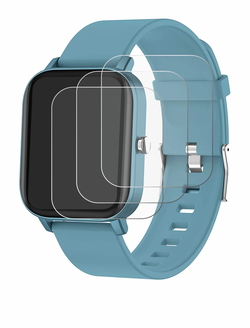 Image de l'appareil Pubu Smartwatch avec une grande variété de protections d'écran.
