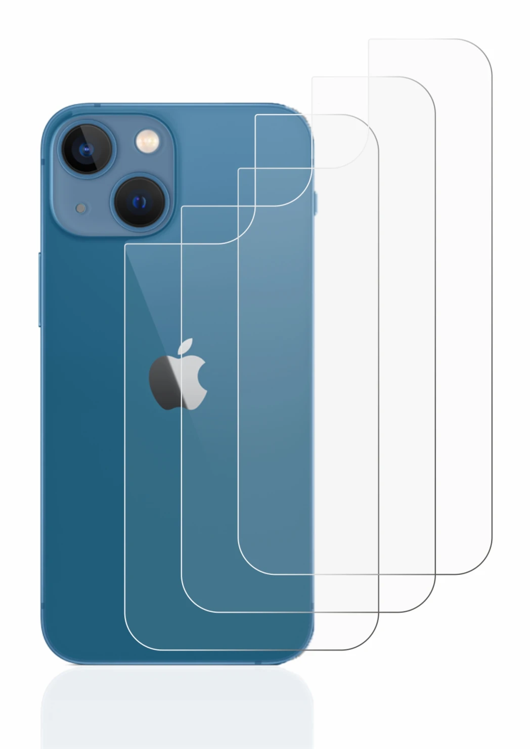 Image de l'appareil Apple iPhone 13 mini (Arrière) avec une grande variété de protections d'écran.