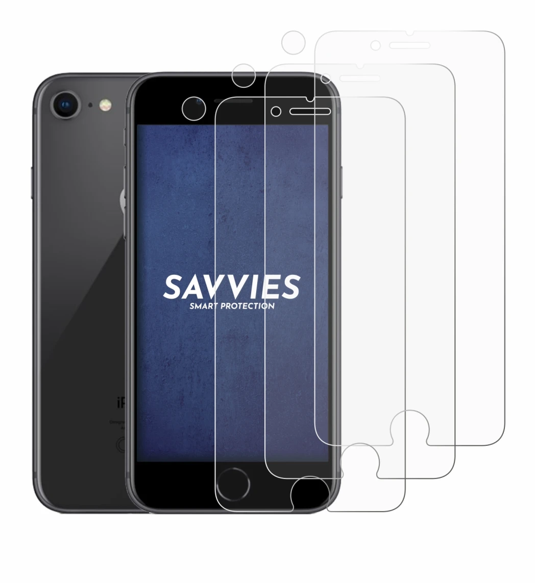 Image de l'appareil Apple iPhone 8 (Avant+Caméra) avec une grande variété de protections d'écran.