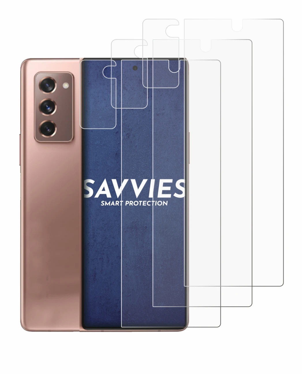 Image de l'appareil Samsung Galaxy Z Fold 2 5G (Avant+Caméra) avec une grande variété de protections d'écran.