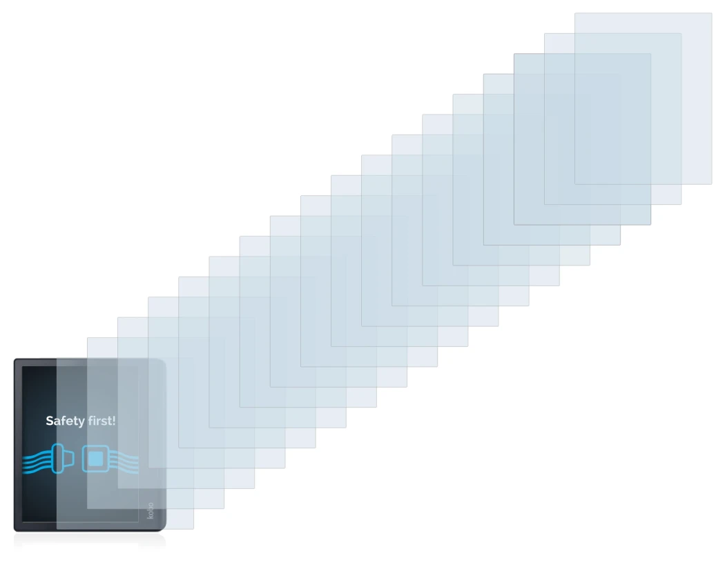 Image de l'appareil Kobo Sage avec une grande variété de protections d'écran.