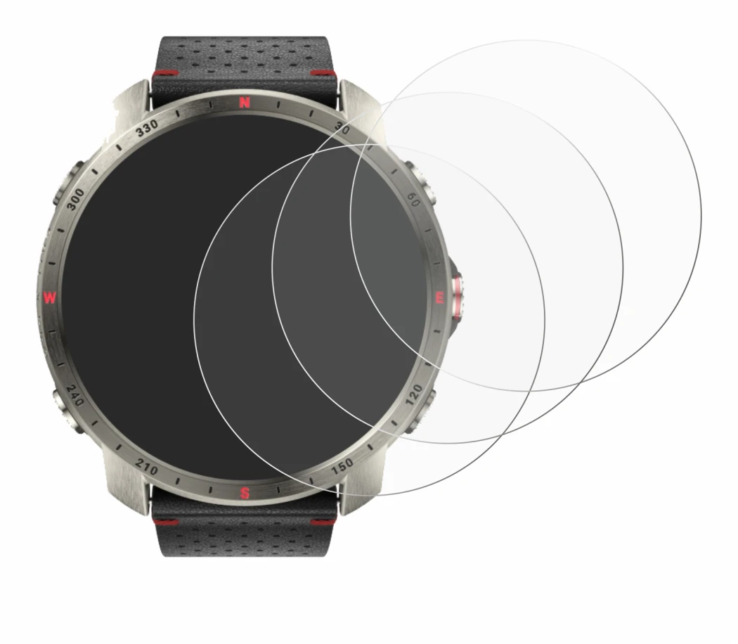 Image de l'appareil Polar Grit X Pro Titan avec une grande variété de protections d'écran.