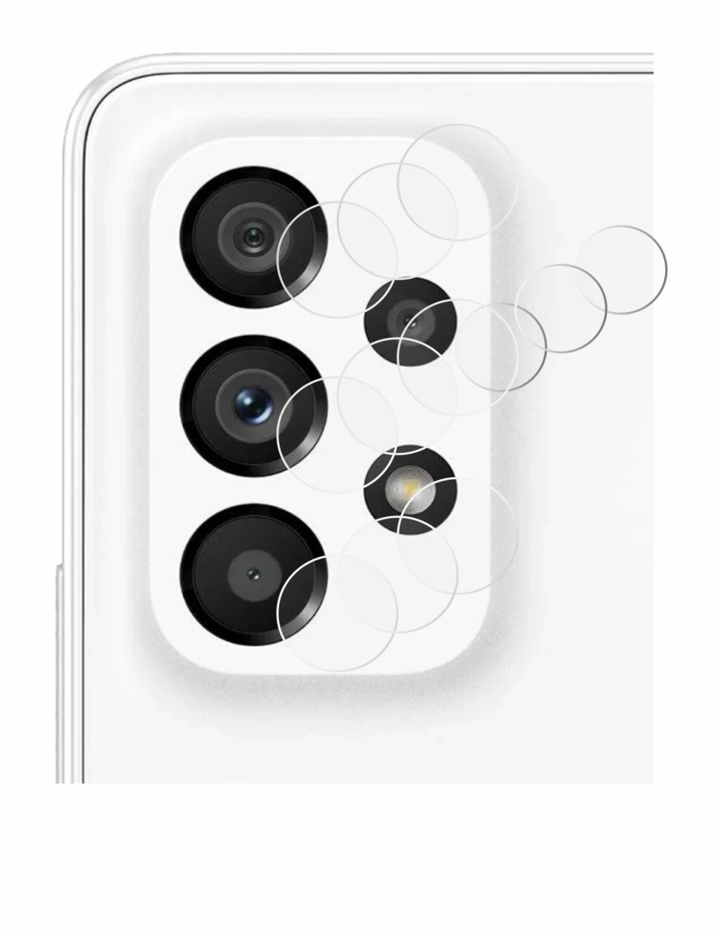 Image de l'appareil Samsung Galaxy A53 5G (Caméra UNIQUEMENT) avec une grande variété de protections d'écran.