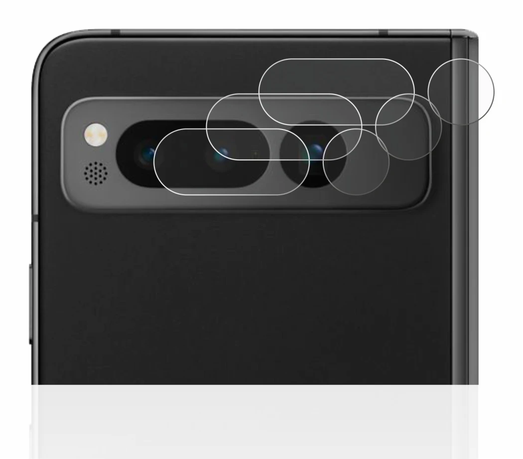 Image de l'appareil Google Pixel Fold (Caméra UNIQUEMENT) avec une grande variété de protections d'écran.