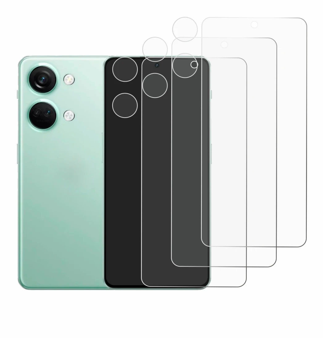 Image de l'appareil OnePlus Nord 3 5G (Avant+Caméra) avec une grande variété de protections d'écran.