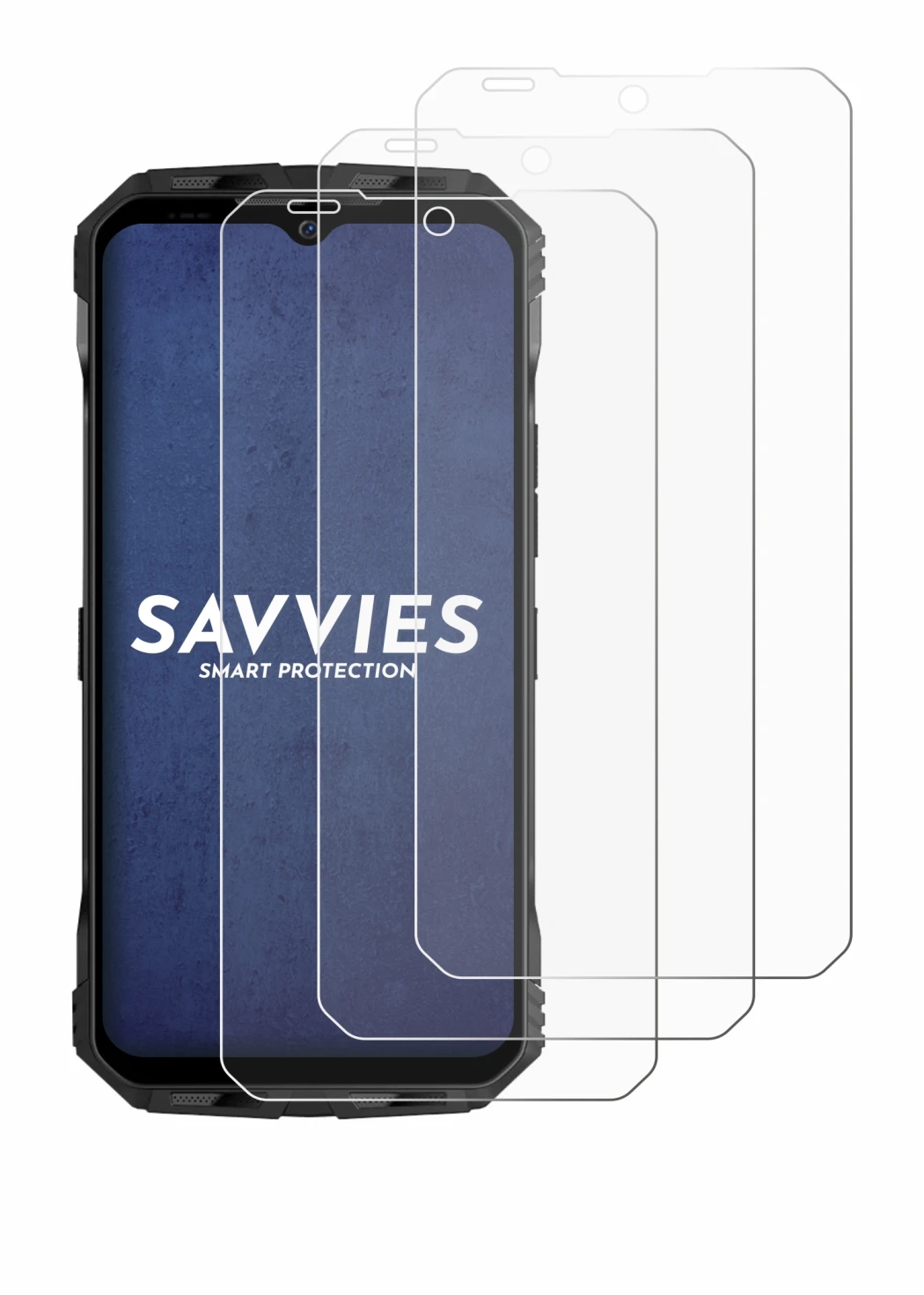 Image de l'appareil Doogee V30T avec une grande variété de protections d'écran.