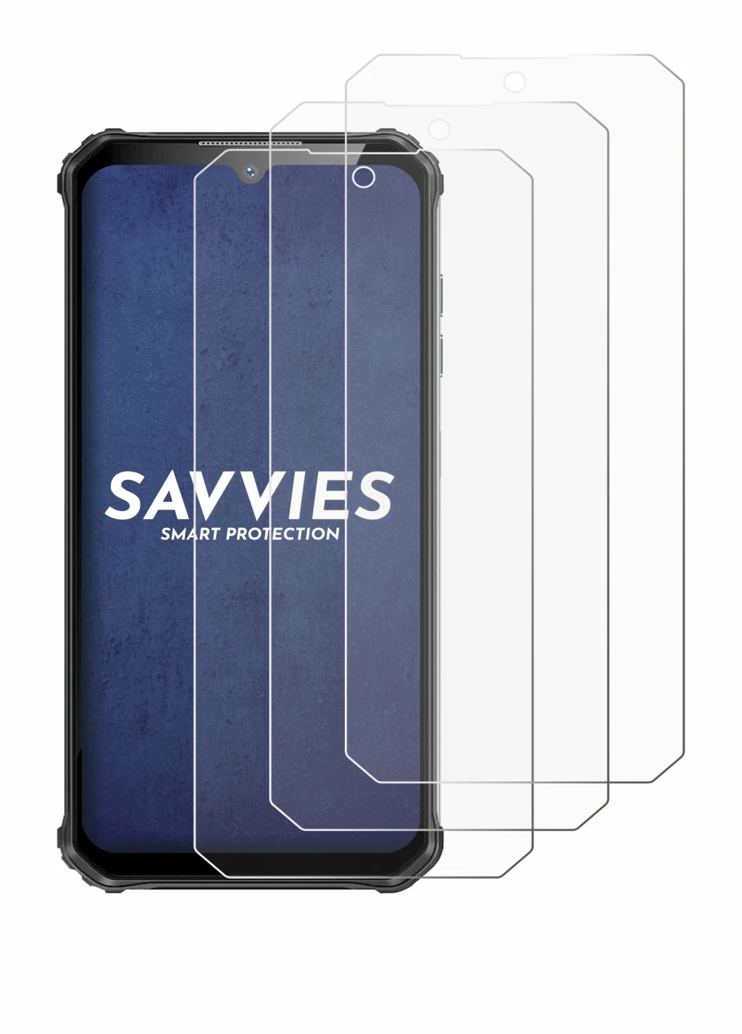 Image de l'appareil Oukitel WP22 avec une grande variété de protections d'écran.