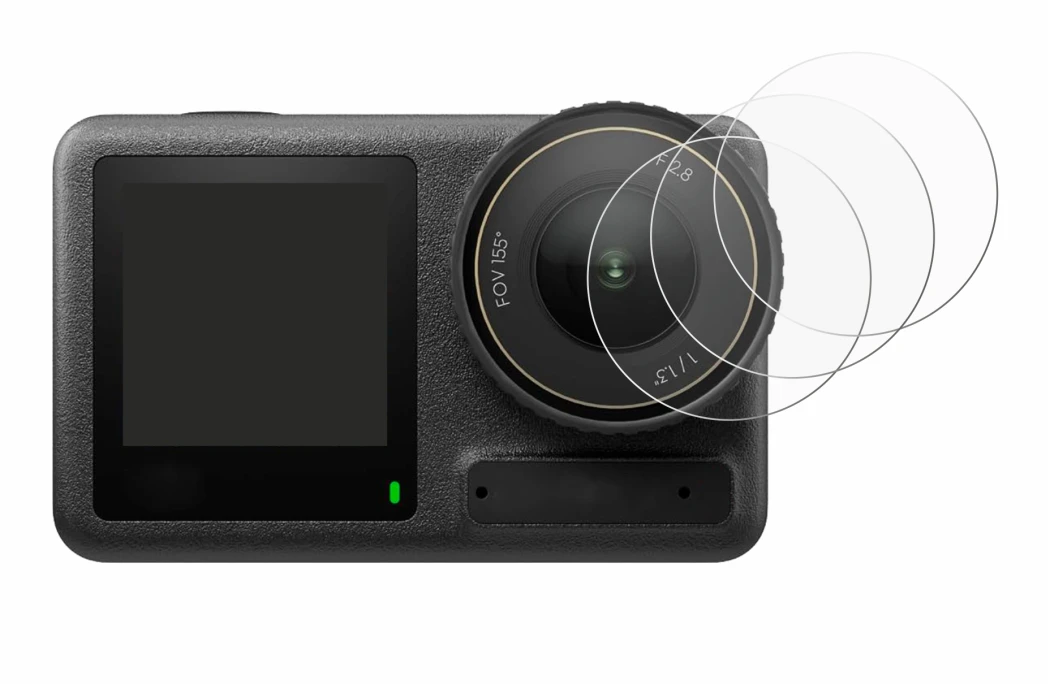 Image de l'appareil DJI Osmo Action 4 (Lentille) avec une grande variété de protections d'écran.