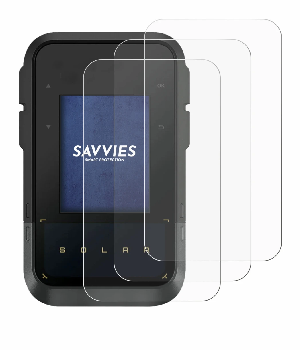 Image de l'appareil Garmin eTrex Solar avec une grande variété de protections d'écran.
