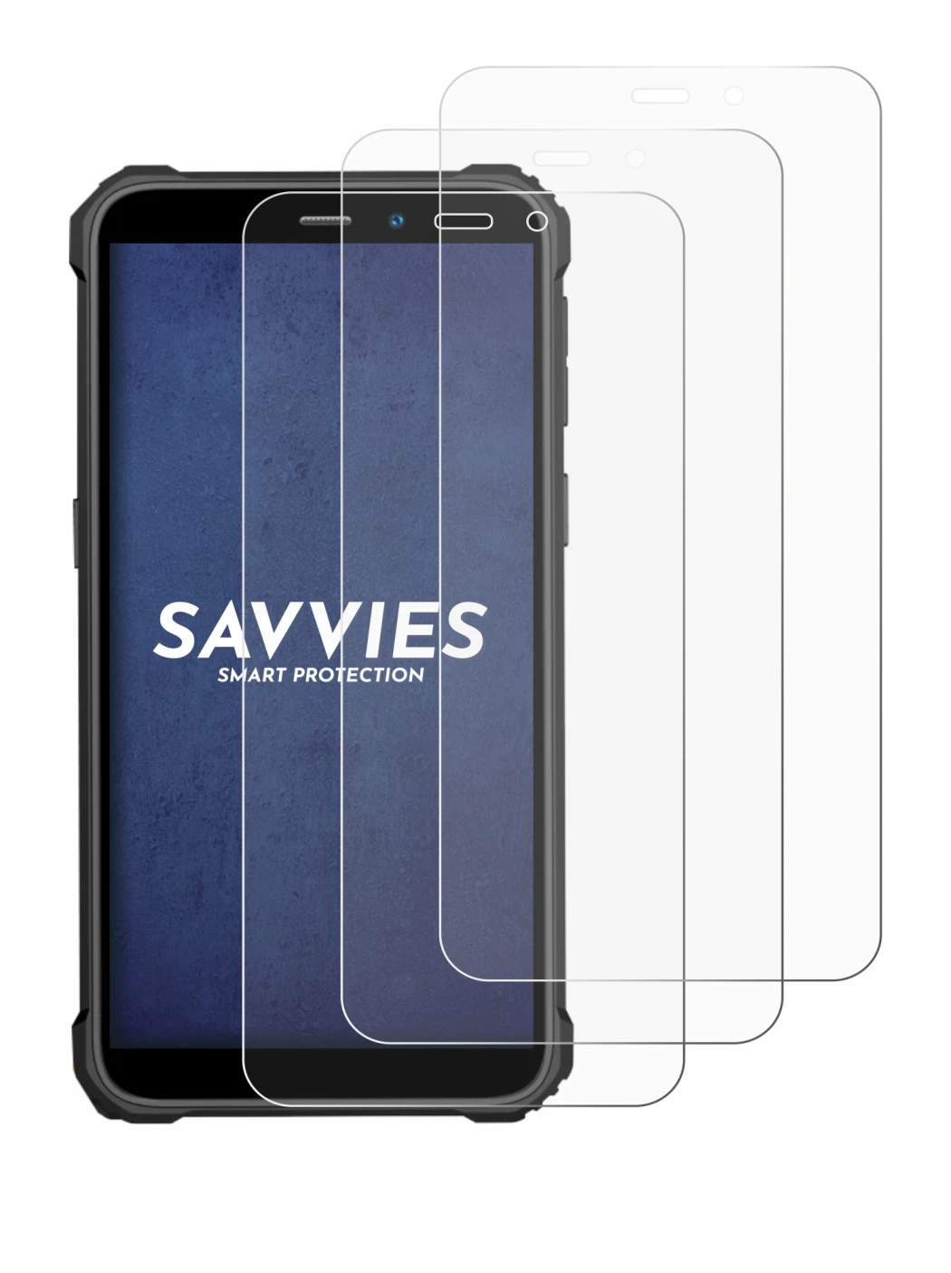 Image de l'appareil Oukitel WP32 avec une grande variété de protections d'écran.