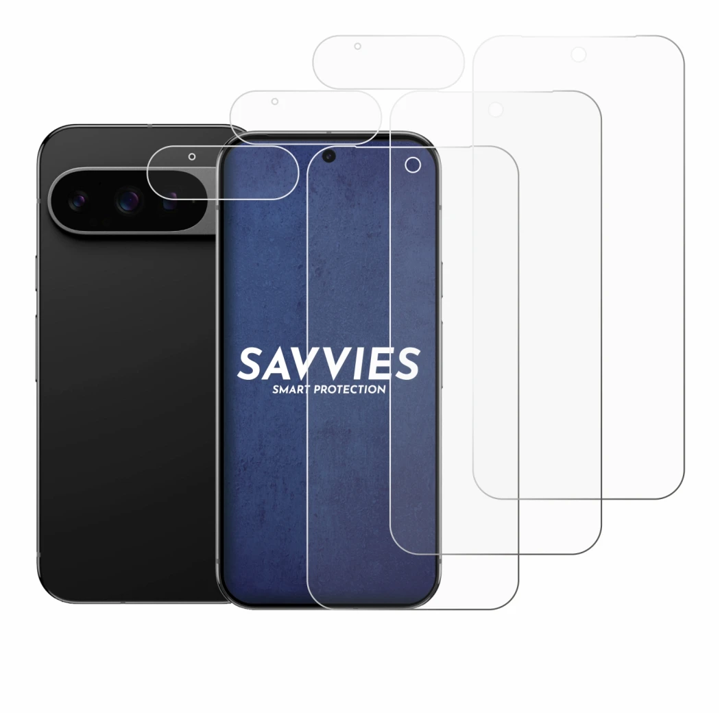 Image de l'appareil Google Pixel 9 Pro XL (Avant+Caméra) avec une grande variété de protections d'écran.