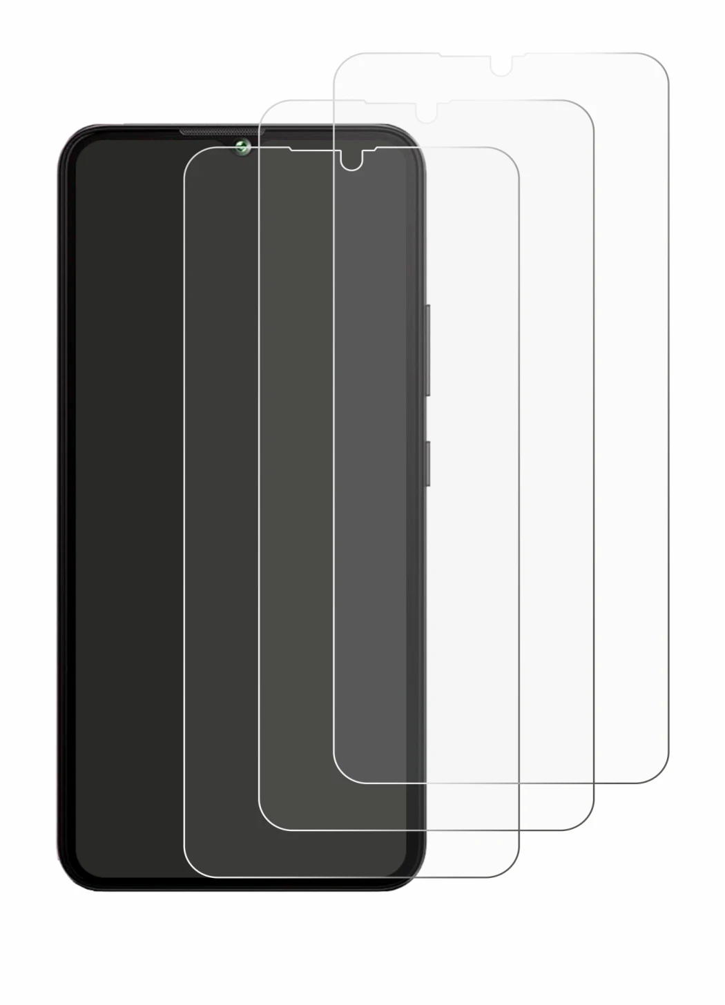 Image de l'appareil Cubot A10 avec une grande variété de protections d'écran.