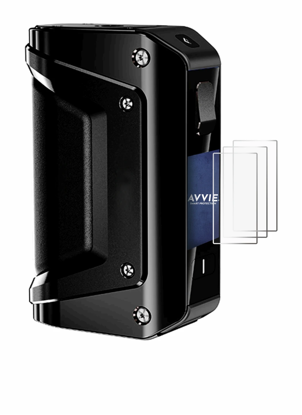 Image de l'appareil geekvape Aegis 3 avec une grande variété de protections d'écran.