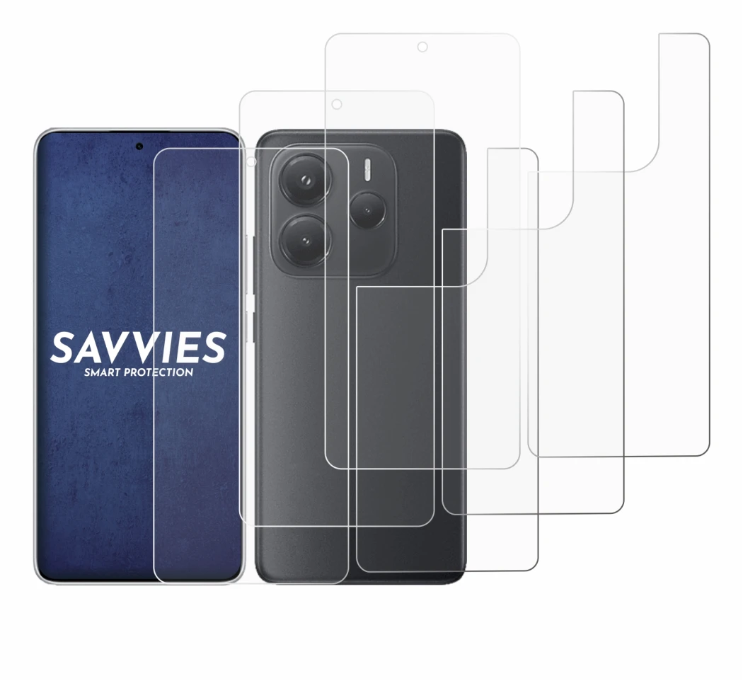 Image de l'appareil Xiaomi Redmi Note 14 (Avant+Arrière) avec une grande variété de protections d'écran.