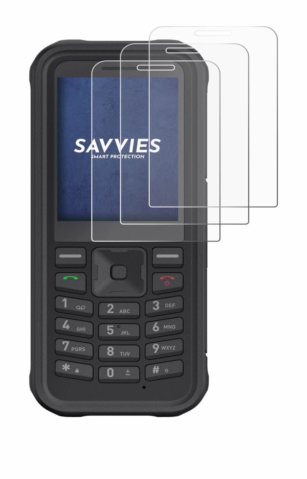 Image de l'appareil Sonim XP100 avec une grande variété de protections d'écran.