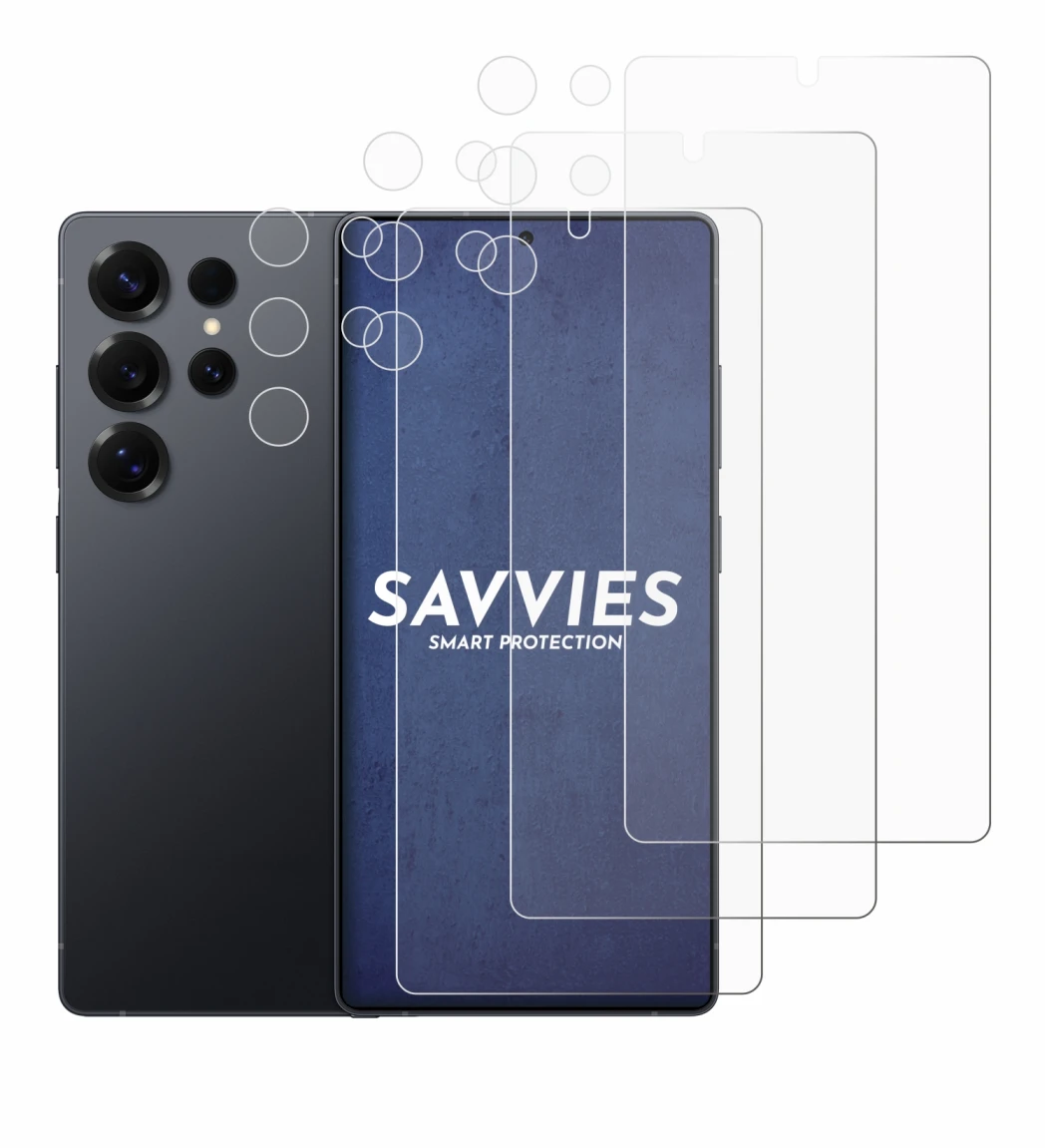 Image de l'appareil Samsung Galaxy S25 Ultra Enterprise Edition (Avant+Caméra) avec une grande variété de protections d'écran.