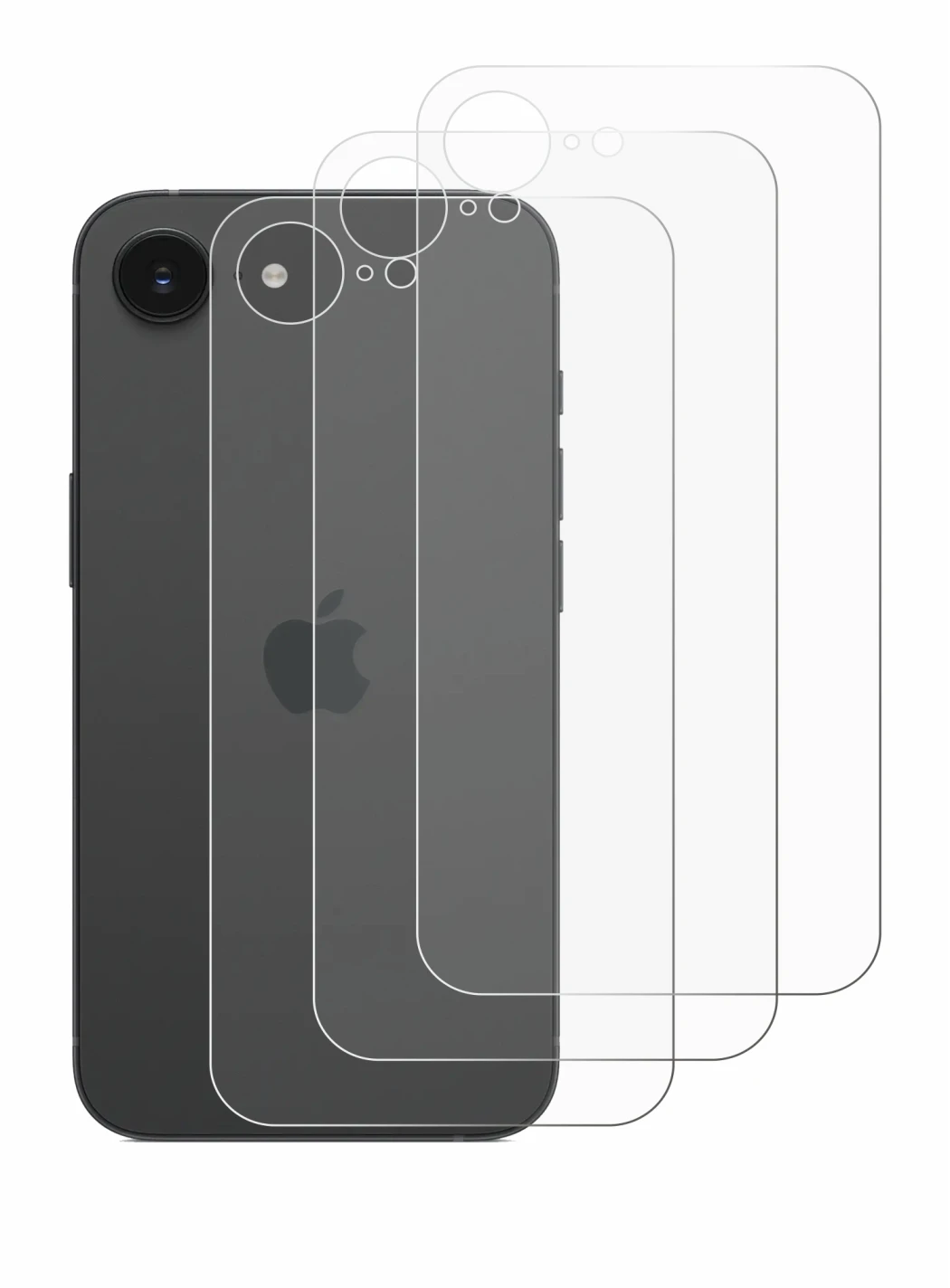 Image de l'appareil Apple iPhone 16e (Arrière) avec une grande variété de protections d'écran.