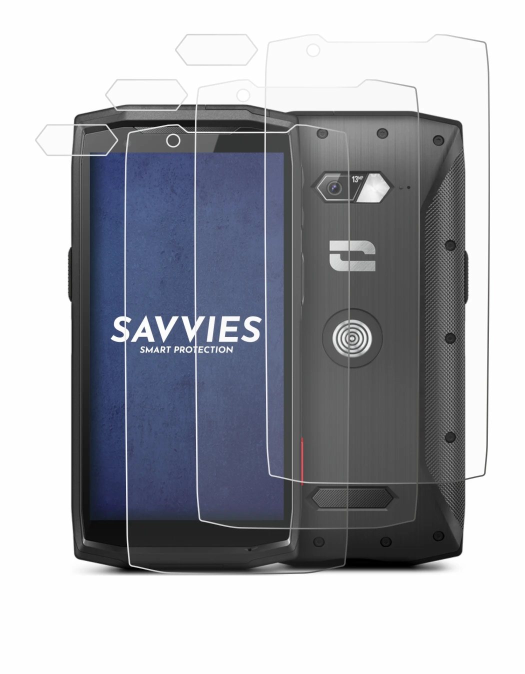Image de l'appareil Crosscall Core-M5 (Avant+Caméra) avec une grande variété de protections d'écran.