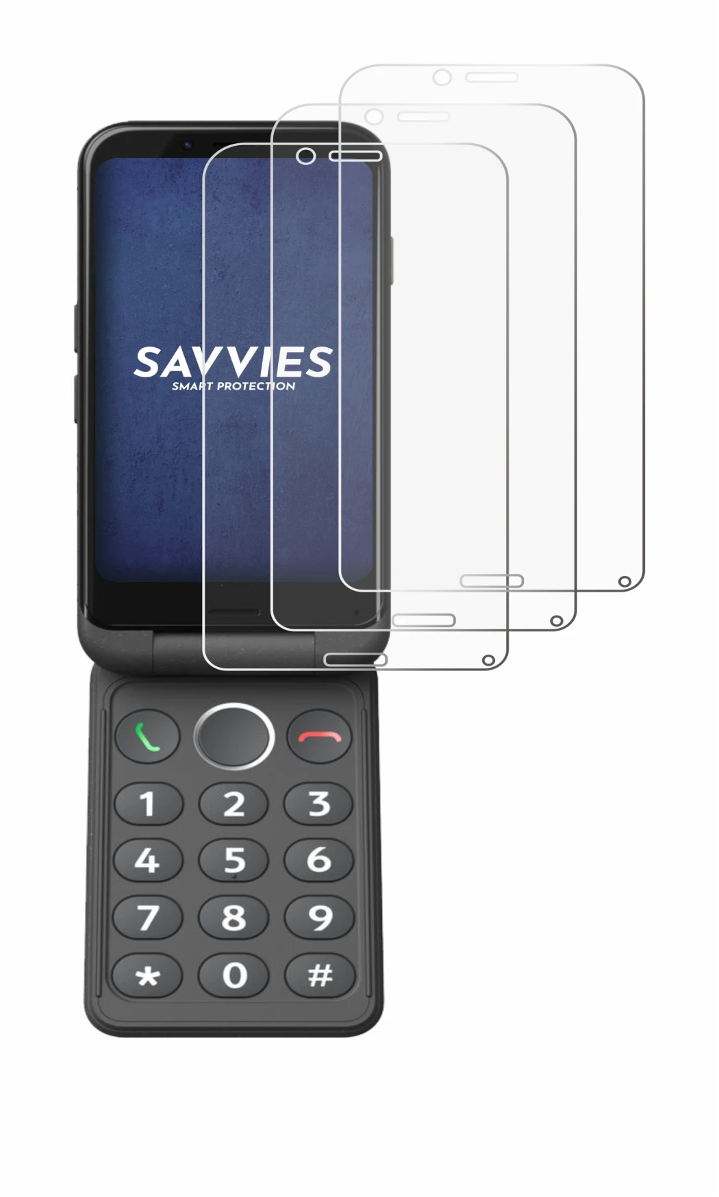Image de l'appareil Doro Aurora A20 avec une grande variété de protections d'écran.