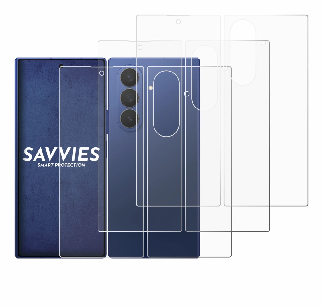 Image de l'appareil Samsung Galaxy Z Fold 7 (Avant+Arrière) avec une grande variété de protections d'écran.