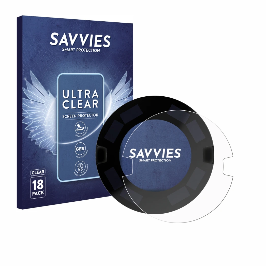Face avant d’un emballage produit avec le logo de la marque Savvies. À côté, l’appareil OOONO P-DISC NO3 est représenté avec l