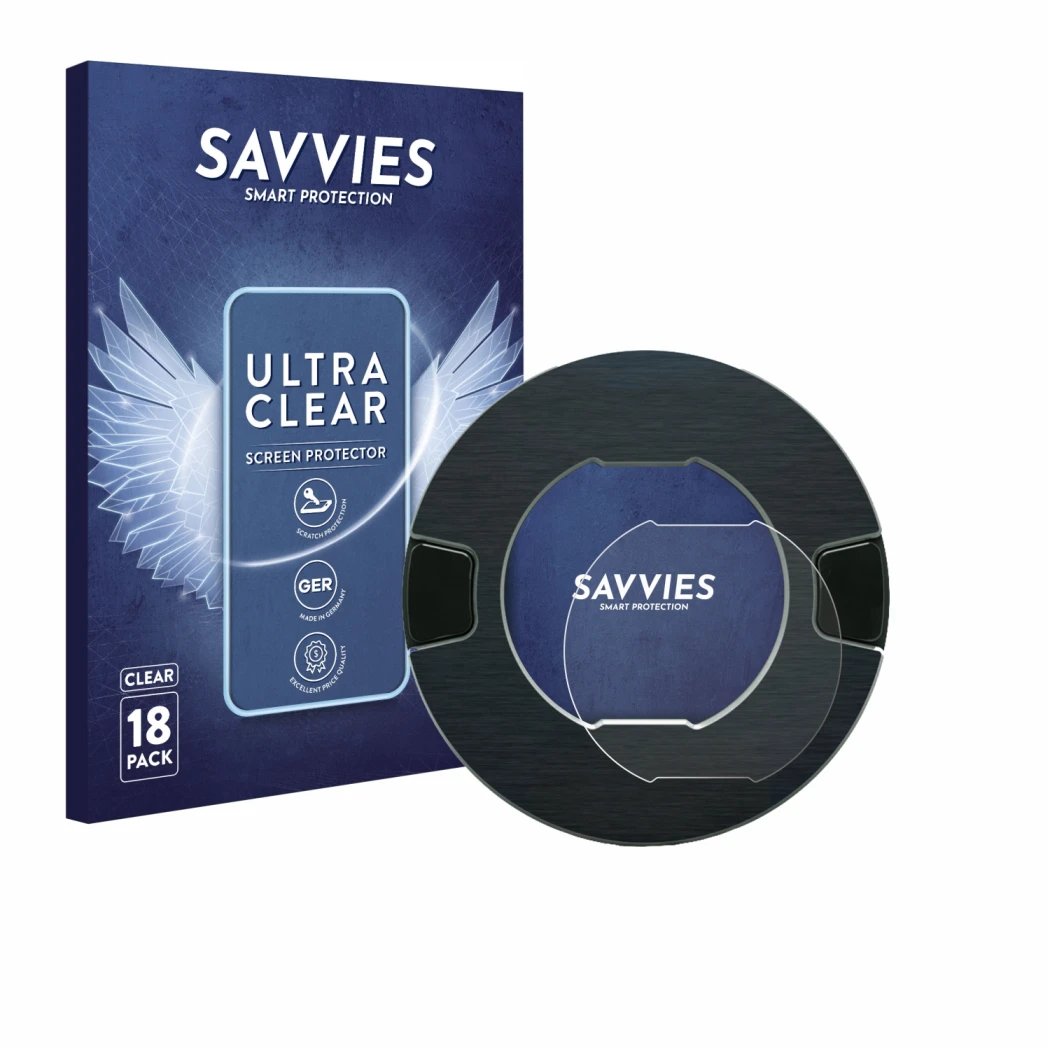 Face avant d’un emballage produit avec le logo de la marque Savvies. À côté, l’appareil OOONO P-DISC NO1 est représenté avec l
