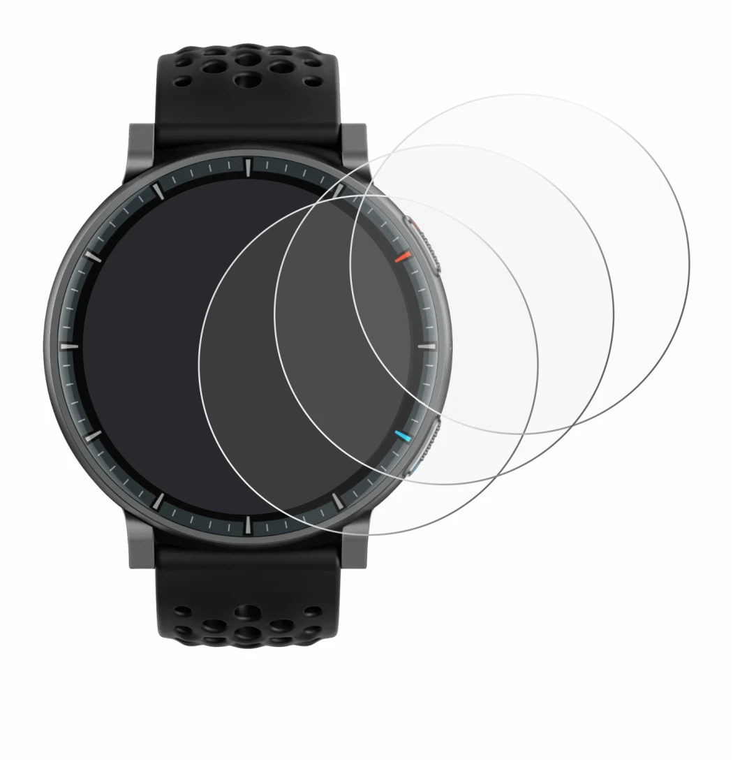 Image de l'appareil Amazfit Active Max avec une grande variété de protections d'écran.