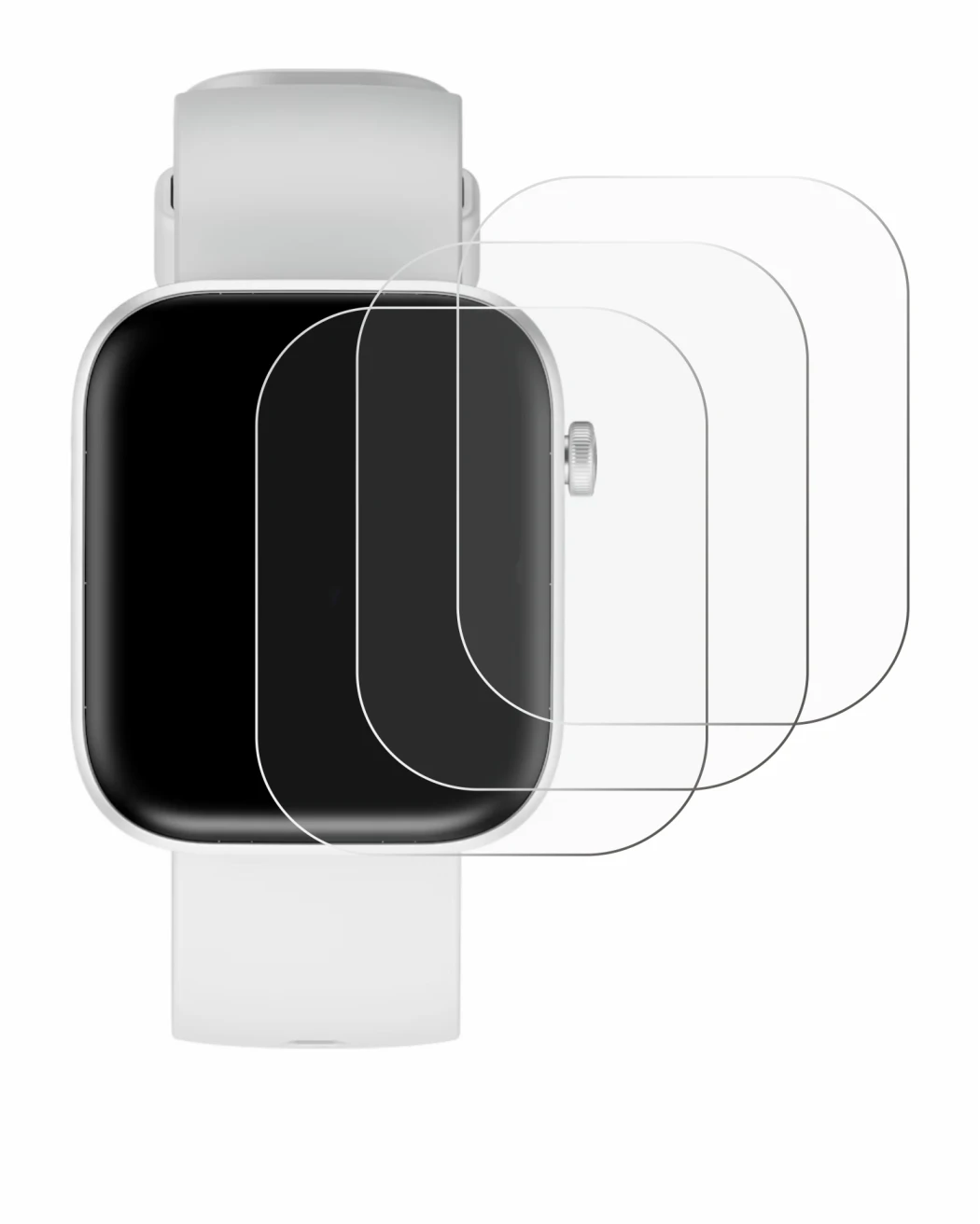 Image de l'appareil HMD Watch P1 avec une grande variété de protections d'écran.