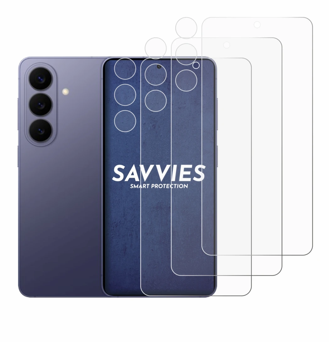 Image de l'appareil Samsung Galaxy S26 (Avant+Caméra) avec une grande variété de protections d'écran.